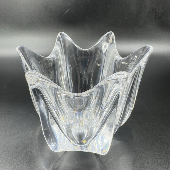 Vintage Orrefors Belle Clear Heavy Single Candle Holder Votive Dish Bowl Signed - Picture 1 of 11